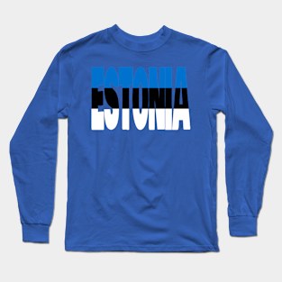 Estonia flag stencil Long Sleeve T-Shirt